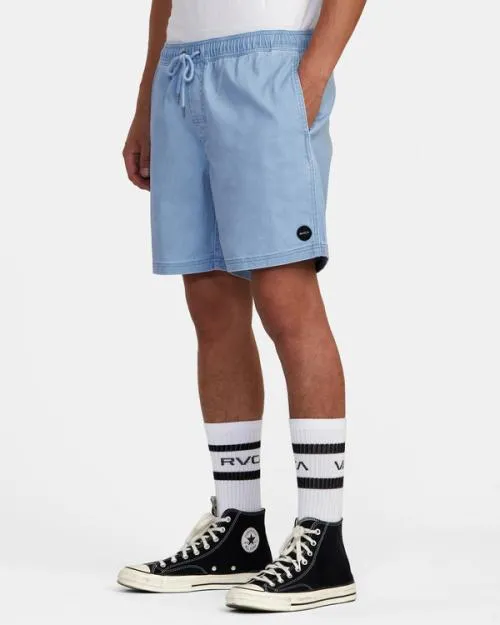 Rvca Escape Elastic Waist Walkshorts 17 Deja Blue Men Shorts and Hybrids