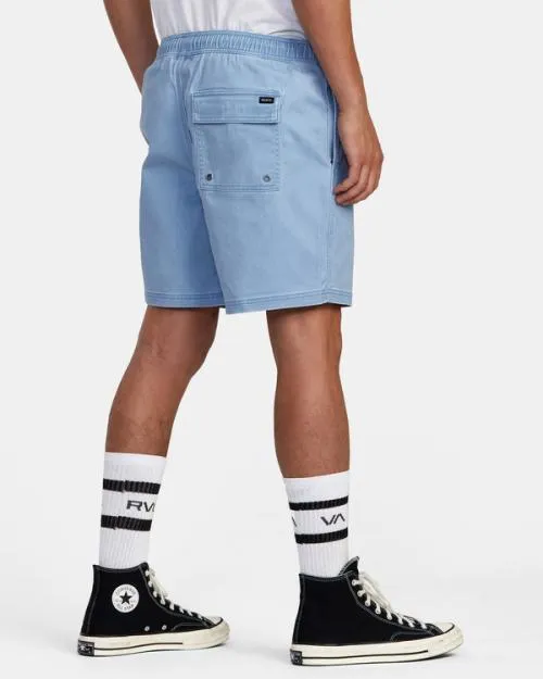 Rvca Escape Elastic Waist Walkshorts 17 Deja Blue Men Shorts and Hybrids