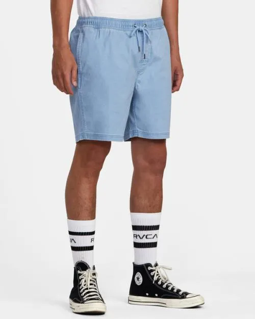 Rvca Escape Elastic Waist Walkshorts 17 Deja Blue Men Shorts and Hybrids