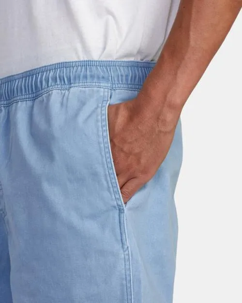 Rvca Escape Elastic Waist Walkshorts 17 Deja Blue Men Shorts and Hybrids