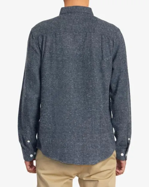 Rvca Harvest Neps Flannel Shirt Moody Blue Men Shirts and Flannels