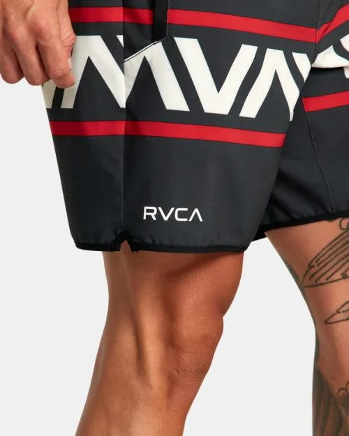 Rvca Hawaii Banded Yogger Stretch 17034 Technical Shorts Black Men Athletic Shorts