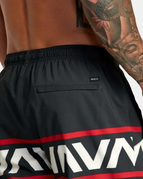 Rvca Hawaii Banded Yogger Stretch 17034 Technical Shorts Black Men Athletic Shorts