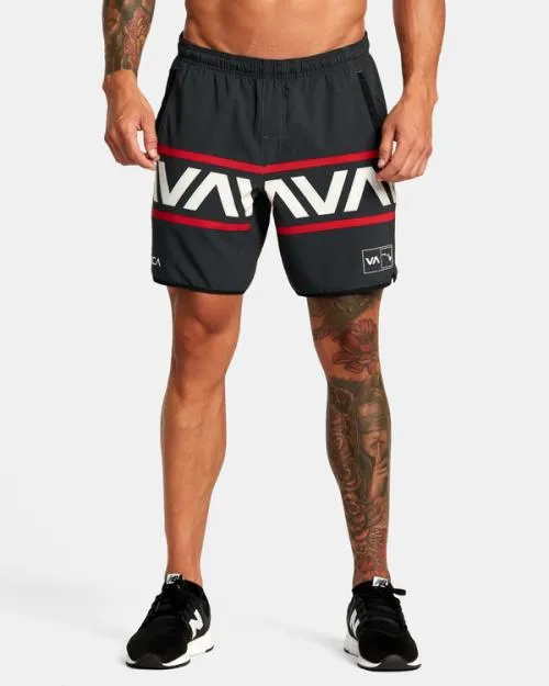 Rvca Hawaii Banded Yogger Stretch 17034 Technical Shorts Black Men Athletic Shorts