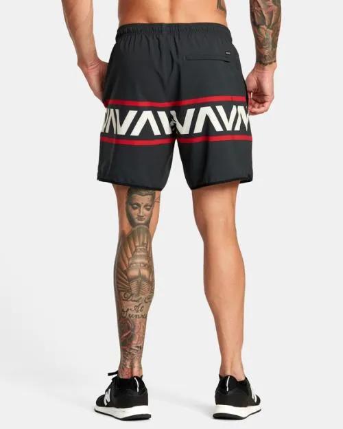 Rvca Hawaii Banded Yogger Stretch 17034 Technical Shorts Black Men Athletic Shorts