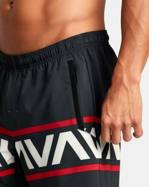 Rvca Hawaii Banded Yogger Stretch 17034 Technical Shorts Black Men Athletic Shorts