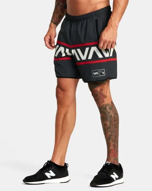Rvca Hawaii Banded Yogger Stretch 17034 Technical Shorts Black Men Athletic Shorts