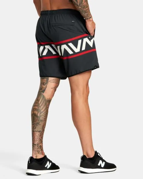 Rvca Hawaii Banded Yogger Stretch 17034 Technical Shorts Black Men Athletic Shorts