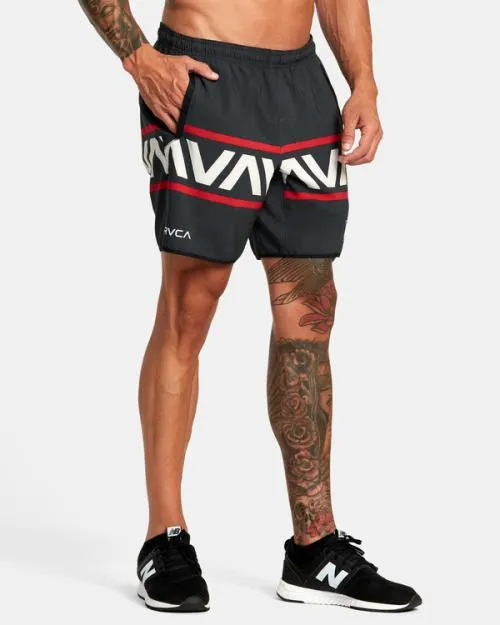 Rvca Hawaii Banded Yogger Stretch 17034 Technical Shorts Black Men Athletic Shorts