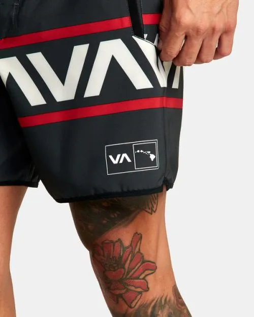 Rvca Hawaii Banded Yogger Stretch 17034 Technical Shorts Black Men Athletic Shorts
