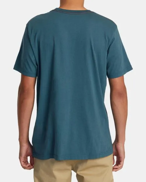 Rvca Hawaii Island Flora Tee Duck Blue Men Short Sleeves