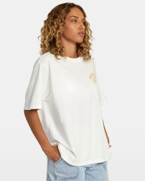 Rvca Hawaii Sunrise VA Oversized Tee Vintage White Women Tees and Tanks