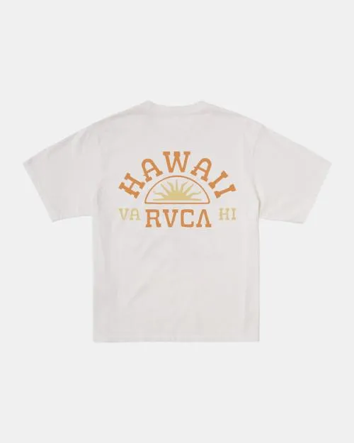 Rvca Hawaii Sunrise VA Oversized Tee Vintage White Women Tees and Tanks
