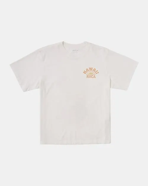 Rvca Hawaii Sunrise VA Oversized Tee Vintage White Women Tees and Tanks