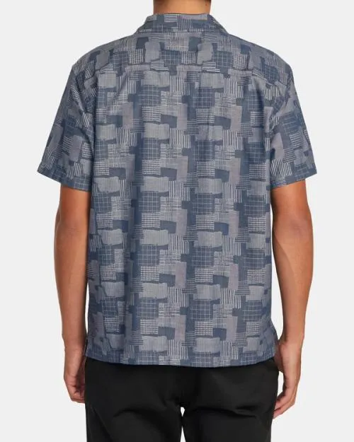 Rvca Hi Grade Boro Short Sleeve Shirt Indigo Men Shirts and Flannels