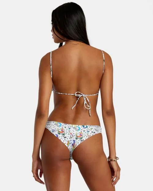 Rvca Jesse Lortz Ravey Wave Eco Cheeky Bikini Bottoms White Women Bikini Bottoms
