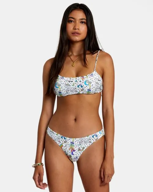 Rvca Jesse Lortz Ravey Wave Eco Cheeky Bikini Bottoms White Women Bikini Bottoms