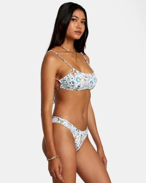 Rvca Jesse Lortz Ravey Wave Eco Cheeky Bikini Bottoms White Women Bikini Bottoms