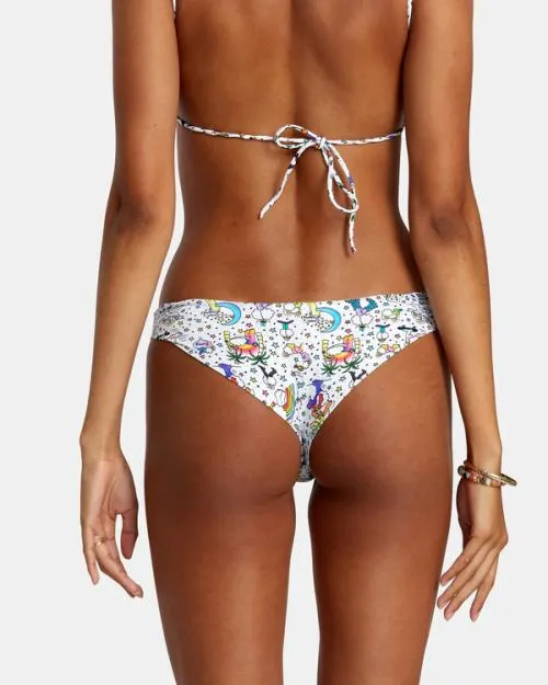 Rvca Jesse Lortz Ravey Wave Eco Cheeky Bikini Bottoms White Women Bikini Bottoms