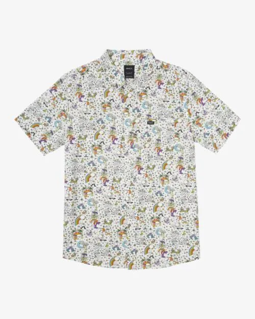 Rvca Jesse Lortz Short Sleeve Shirt White Men Shirts and Flannels