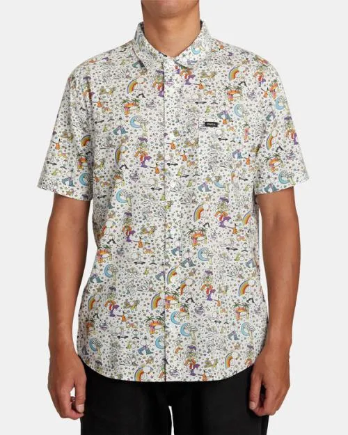 Rvca Jesse Lortz Short Sleeve Shirt White Men Shirts and Flannels