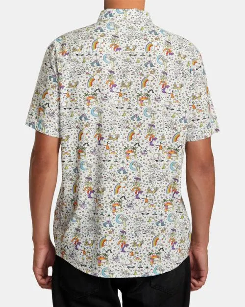 Rvca Jesse Lortz Short Sleeve Shirt White Men Shirts and Flannels