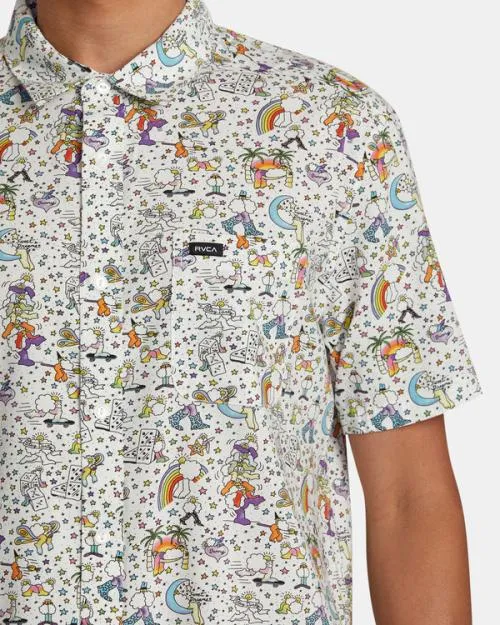 Rvca Jesse Lortz Short Sleeve Shirt White Men Shirts and Flannels