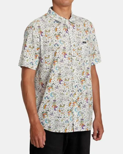 Rvca Jesse Lortz Short Sleeve Shirt White Men Shirts and Flannels