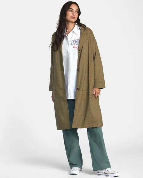 Rvca Last Class Coat Tan Women Jackets