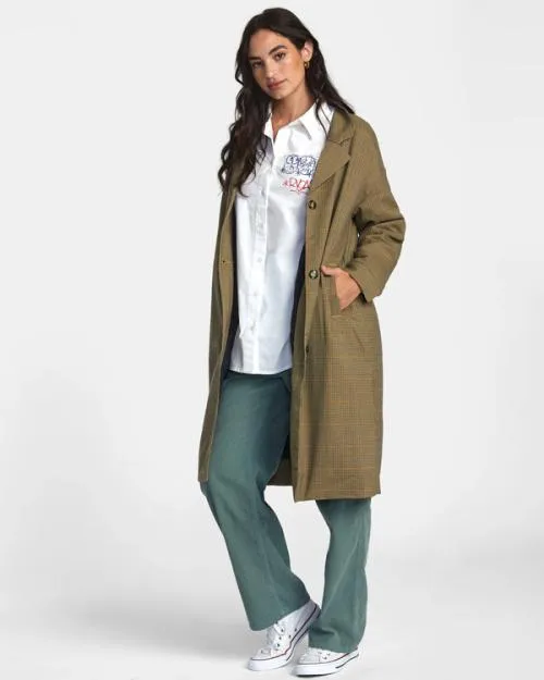 Rvca Last Class Coat Tan Women Jackets