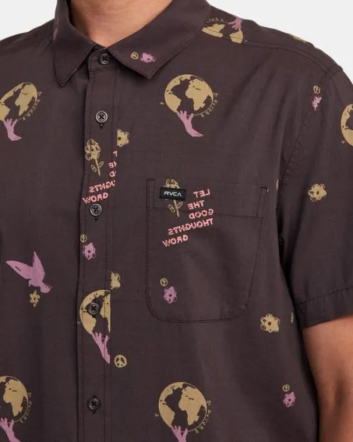 Rvca Let It Grow Short Sleeve Shirt Dark Plum Men Shirts and Flannels