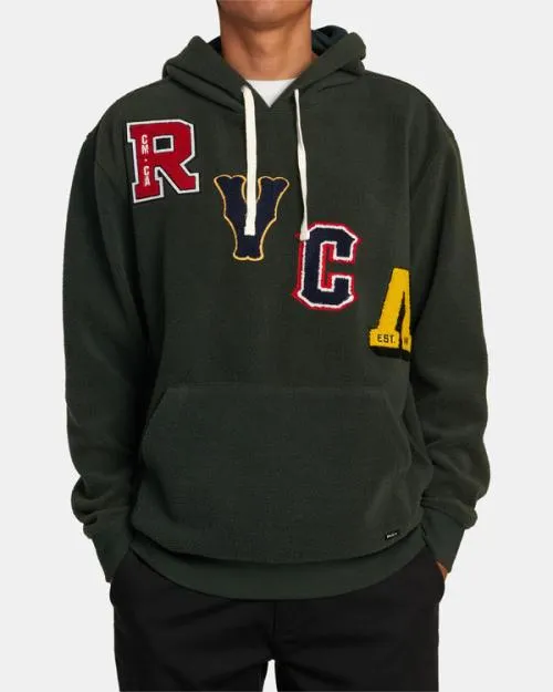 Rvca Letterman Hoodie Hunter Green Men Hoodies and Sweatshirts