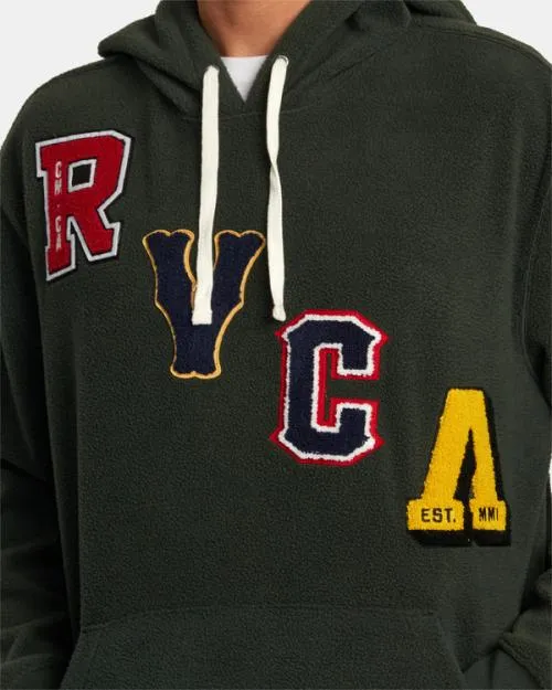 Rvca Letterman Hoodie Hunter Green Men Hoodies and Sweatshirts