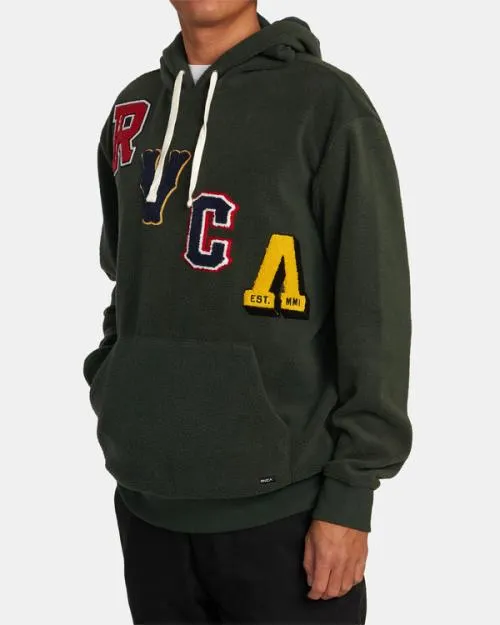 Rvca Letterman Hoodie Hunter Green Men Hoodies and Sweatshirts