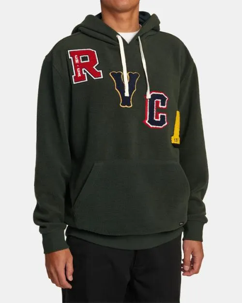 Rvca Letterman Hoodie Hunter Green Men Hoodies and Sweatshirts