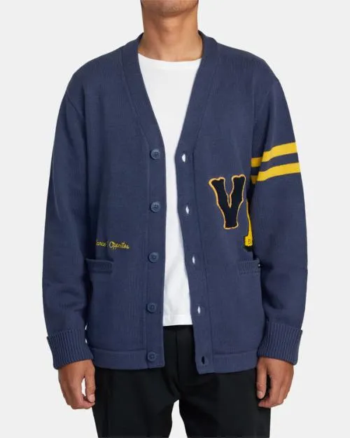 Rvca Letterman Sweater Moody Blue Men Sweaters