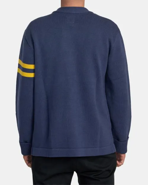 Rvca Letterman Sweater Moody Blue Men Sweaters
