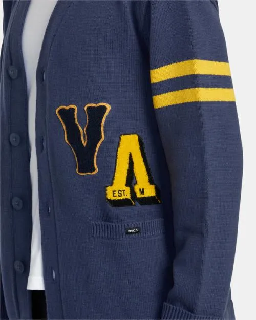 Rvca Letterman Sweater Moody Blue Men Sweaters
