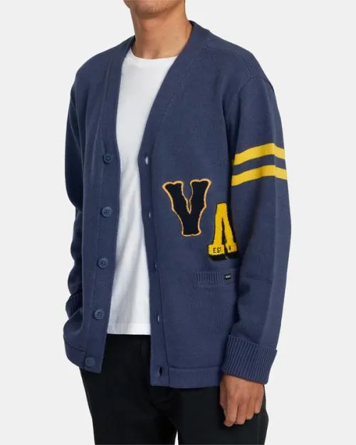 Rvca Letterman Sweater Moody Blue Men Sweaters