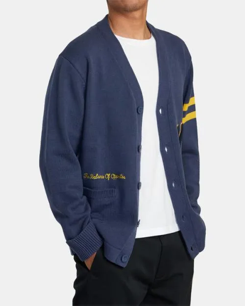 Rvca Letterman Sweater Moody Blue Men Sweaters