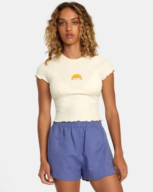 Rvca Linen Sawyer Elastic Waist Shorts Coast Women Shorts and Skirts