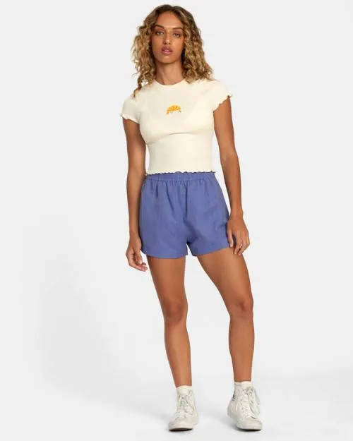Rvca Linen Sawyer Elastic Waist Shorts Coast Women Shorts and Skirts
