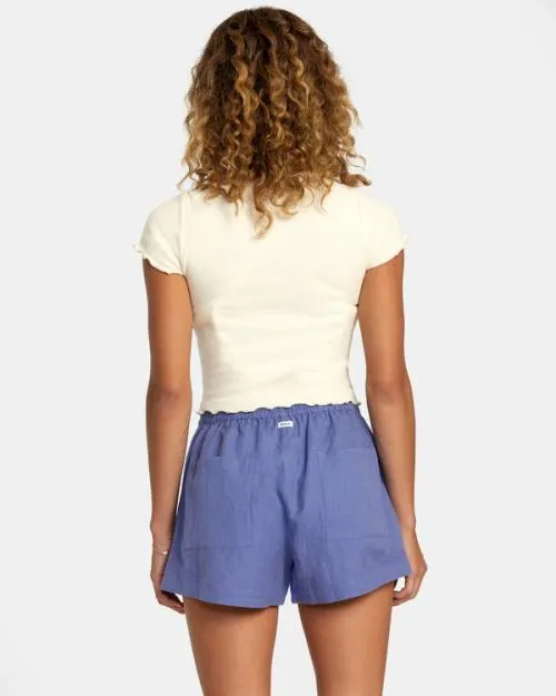 Rvca Linen Sawyer Elastic Waist Shorts Coast Women Shorts and Skirts