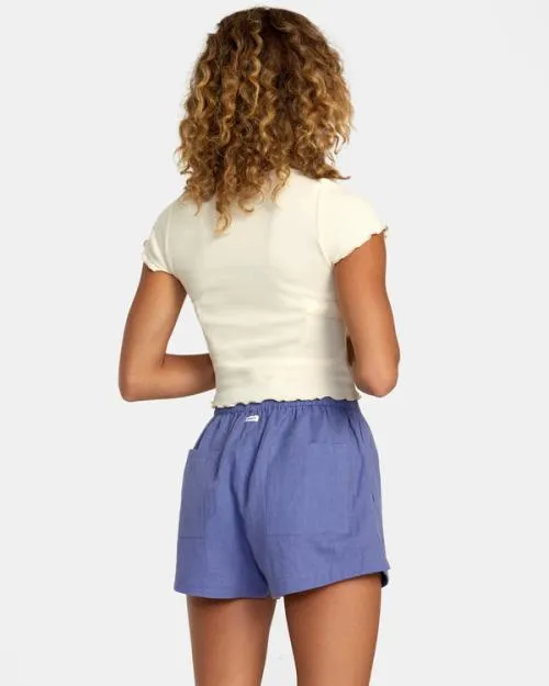 Rvca Linen Sawyer Elastic Waist Shorts Coast Women Shorts and Skirts