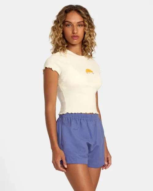 Rvca Linen Sawyer Elastic Waist Shorts Coast Women Shorts and Skirts