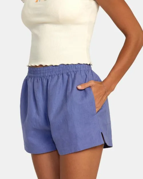 Rvca Linen Sawyer Elastic Waist Shorts Coast Women Shorts and Skirts