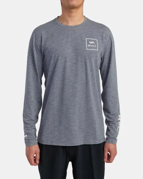 Rvca Long Sleeve Rashguard Heather Grey Surf Rashguards and Surf Tees
