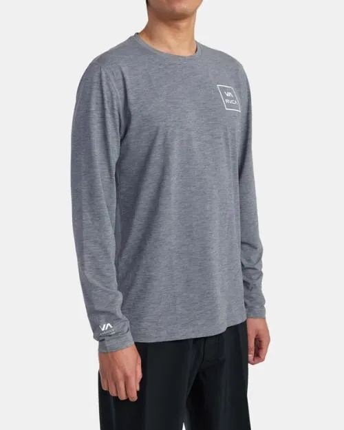 Rvca Long Sleeve Rashguard Heather Grey Surf Rashguards and Surf Tees