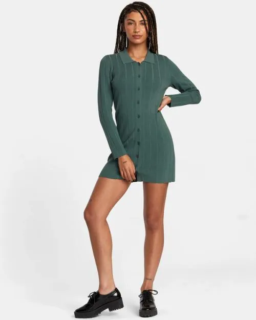Rvca Meri Sweater Dress Spinach Women Dresses and Rompers