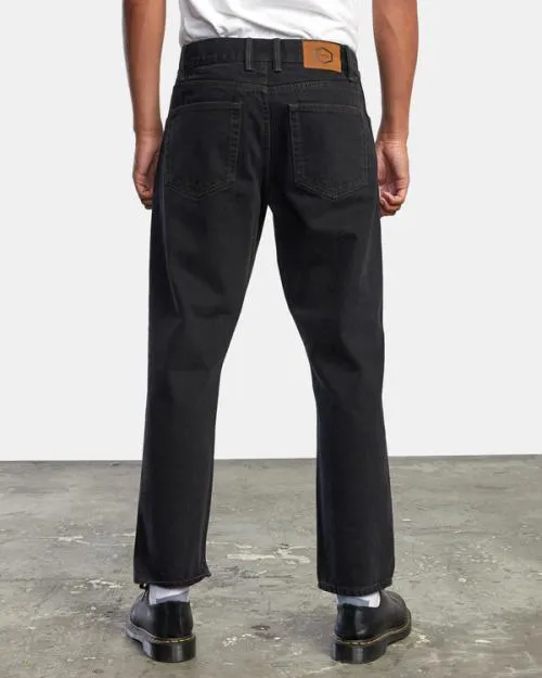 Rvca New Dawn Straight Fit Denim Jeans Black Rinse Men Denim
